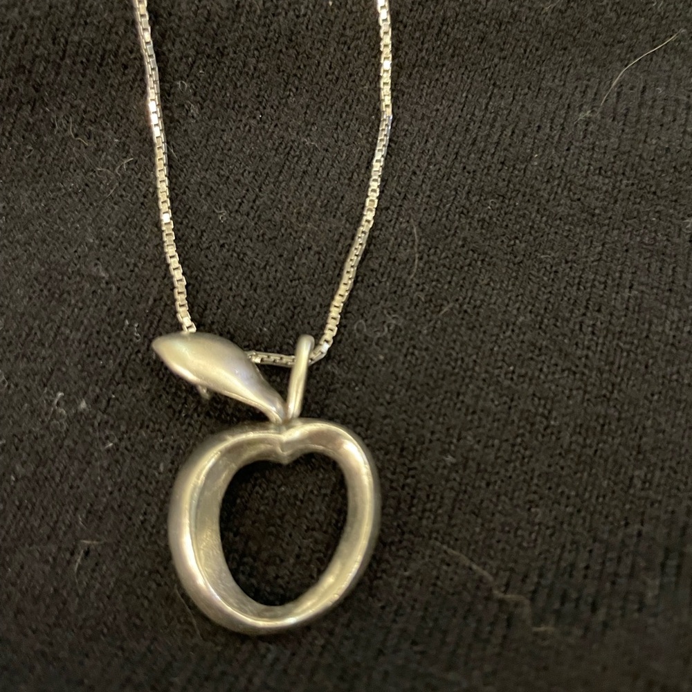 Elegant Sterling Silver Apple Pendant Necklace